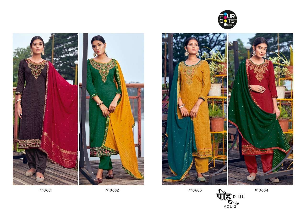 Four Buttons  Pihu vol 2 Designer  Heavy Parampara weaving with sequence work  In wholesale Rate 