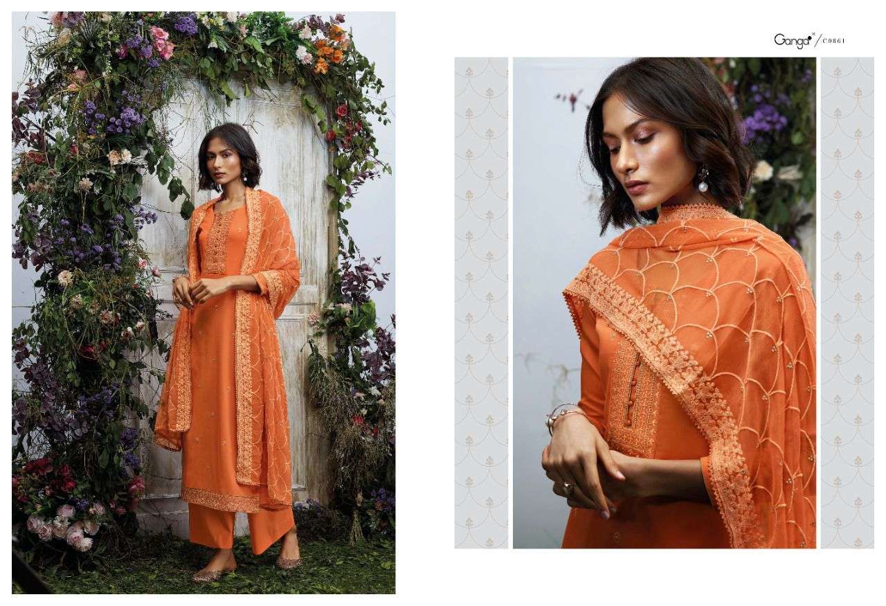 GANGA AOHNA DESIGNER EMBROIDERY WORK WITH PREMIUM COTTON SUITS IN WHOLESALE RATE