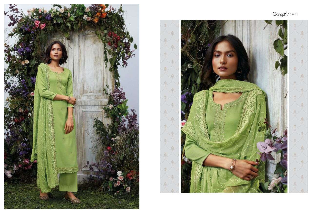 GANGA AOHNA DESIGNER EMBROIDERY WORK WITH PREMIUM COTTON SUITS IN WHOLESALE RATE