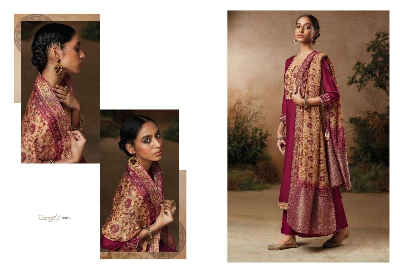 GANGA THEORA DESIGNER EMBROIDERY WORK WITH BEMBERG SILK AND JACQUARD PRINT SUIT IN WHOLESALE RATE