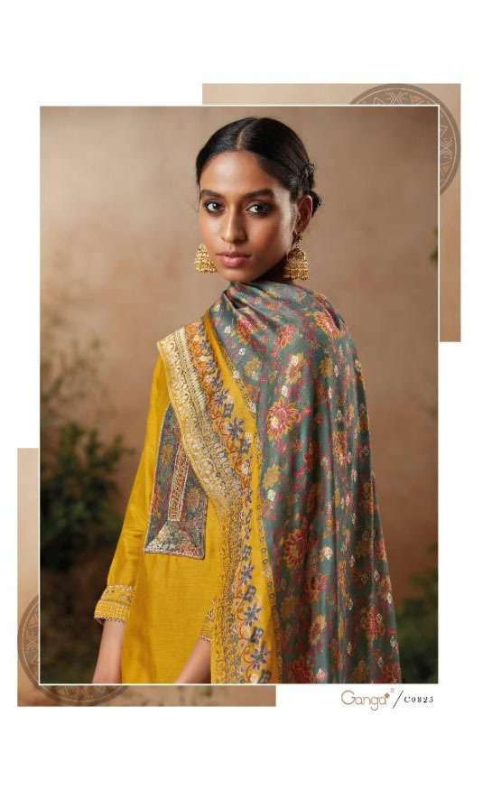 GANGA THEORA DESIGNER EMBROIDERY WORK WITH BEMBERG SILK AND JACQUARD PRINT SUIT IN WHOLESALE RATE