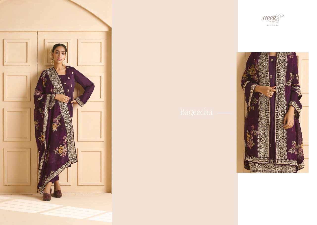 HEER BAGEECHA DESIGNER EMBROIDERY WITH RUSSAIN SILK SUITS IN WHOLESALE RATE