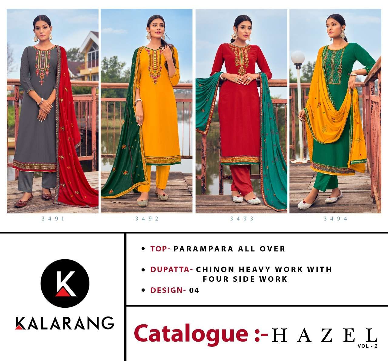 Kalarang Hazel Vol 2 designer Parampara silk with heavy embroidery Readymade party wear suits in wholesale rate