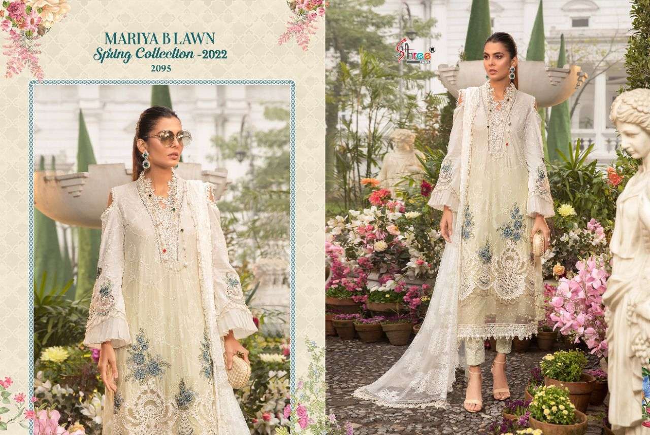 SHREE FAB MARIYA B LAWN SPRING COLLECTION 2022 DESIGNER COTTON EMBROIDERED PARTY WEAR SUITS IN WHOLESALE RATE