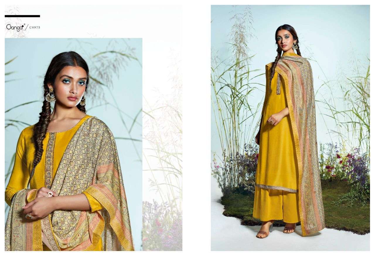 GANGA BLISSE DESIGNER BEMBERG SILK EMBROIDERED AND JACQAURD PRINTED SUITS IN WHOLESALE Y