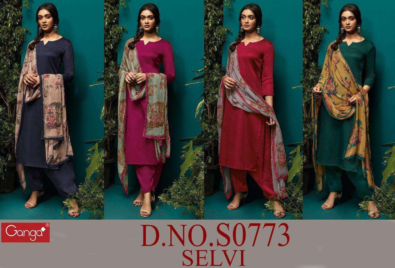 GANGA SELVI 773 DESIGNER COTTON SATIN DAILY WEAR SUITS IN WHOLESALE RATE