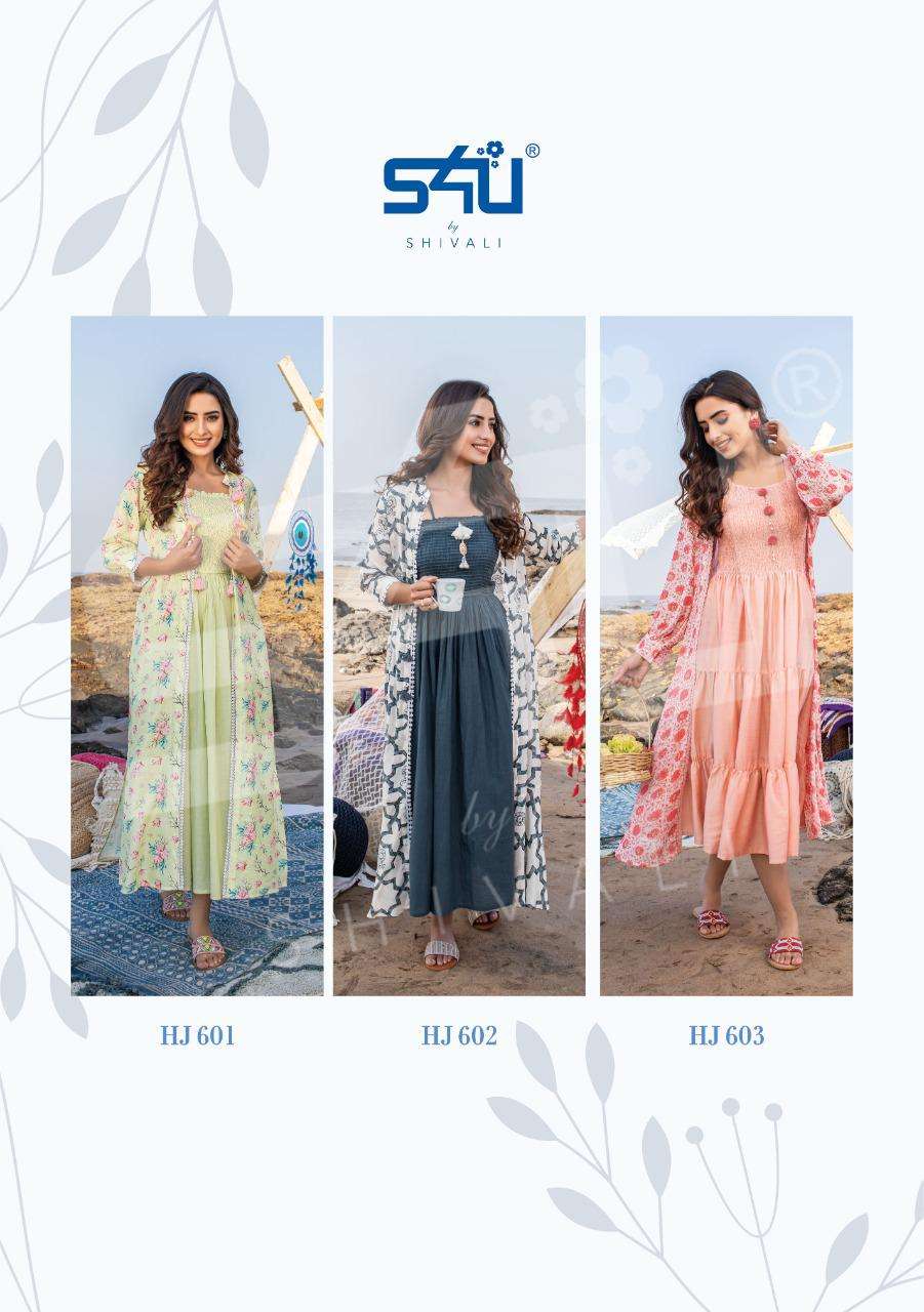 S4U HELLO JACKETS VOL 6 DESIGNER PARTY WEAR KURTI WITH SHURG TYPE JACKET COLLECTION FOR THIS SUMMER SEASON IN WHOLESALE RATE