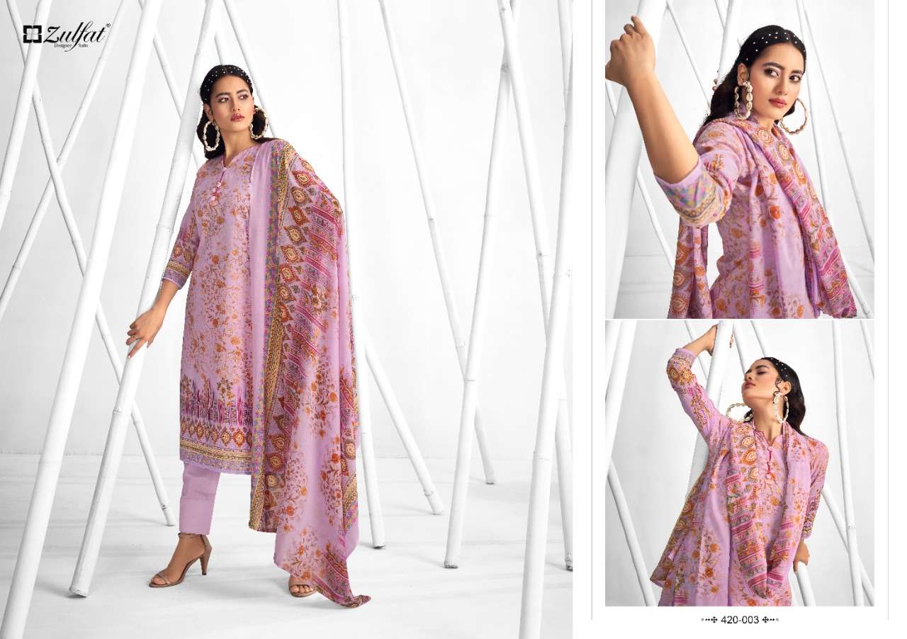 ZULFAT SHAHEEN DESIGNER COTTON EXCLUSIVE PRINTED DAILY WEAR SUITS IN WHOLESALE RATE
