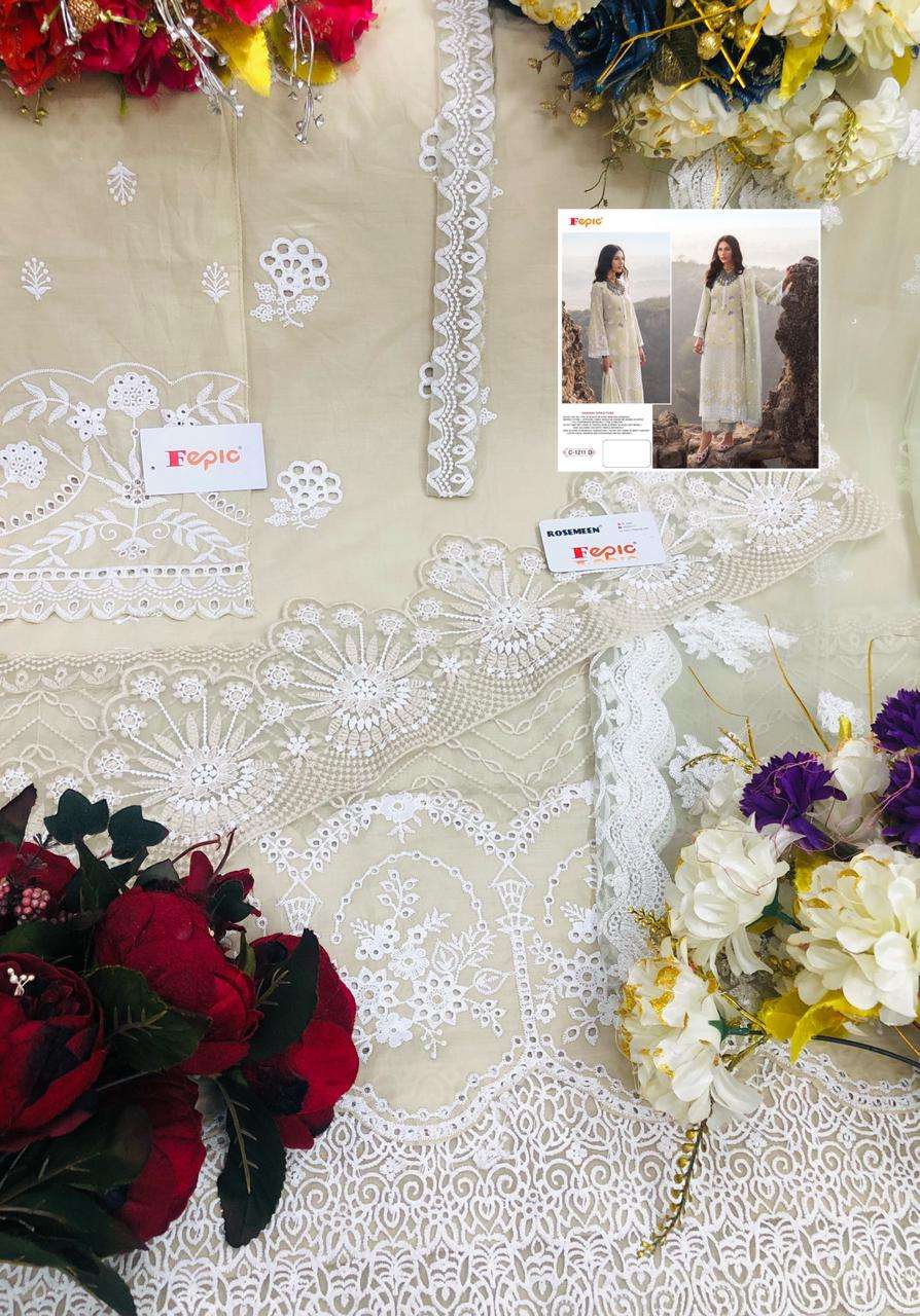 FEPIC ROSEMEEN C-1211 DESIGNER COTTON EMBROIDERED SUITS IN WHOLESALE RATE