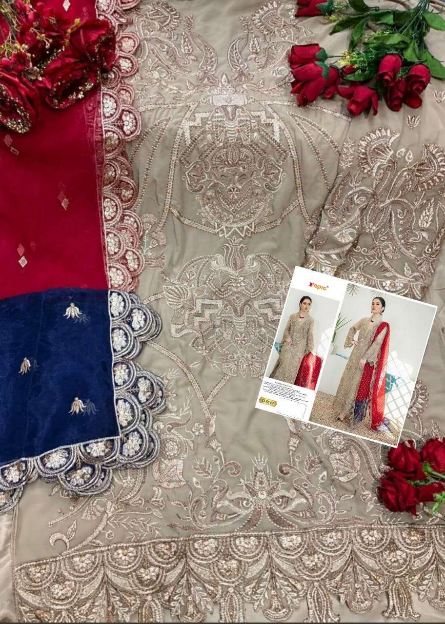 FEPIC ROSEMEEN D-5147 DESIGNER GEORGETTE EMBROIDERED PARTY WEAR SUITS IN WHOLESALE RATE
