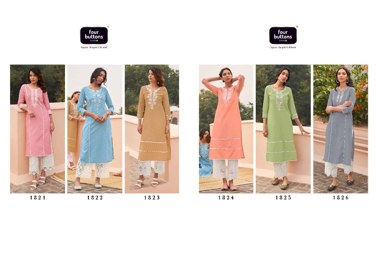 FOUR BUTTONS BANYAN TREE 2 DESIGNER HANDWORK WITH COTTON EMBROIDERED KURTI WITH PENT IN WHOLESALE RATE