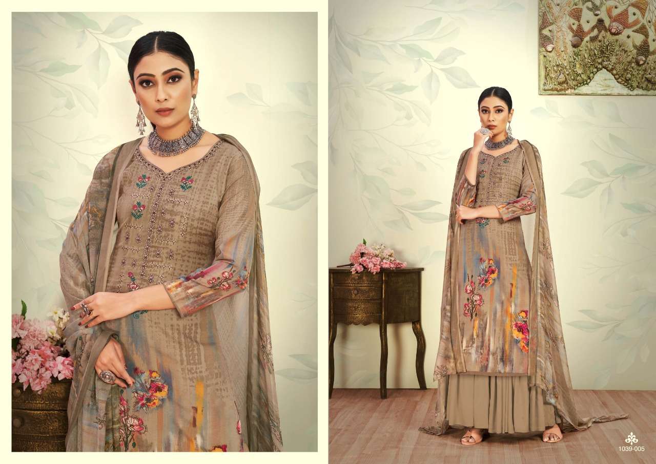 ROMANI MAREENA DESIGNER EMBROIDERY WORK WITH COTTON DIGITAL STYLE PRINTED DAILY WEAR SUITS IN WHOLESALE RATE