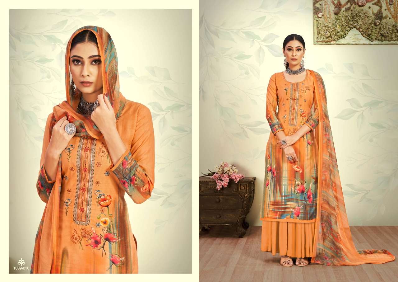 ROMANI MAREENA DESIGNER EMBROIDERY WORK WITH COTTON DIGITAL STYLE PRINTED DAILY WEAR SUITS IN WHOLESALE RATE
