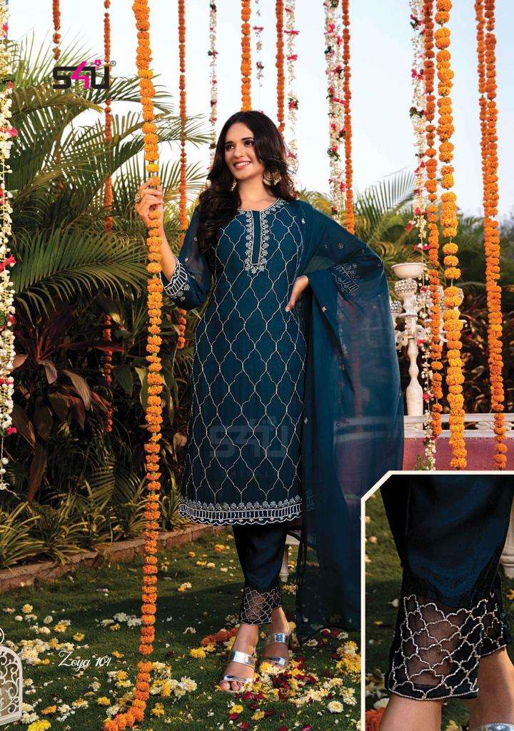 S4U ZOYA DESIGNER HANDWORK WITH GEORGETTE FABRIC PARTY WEAR SUITS IN WHOLESALE RATE