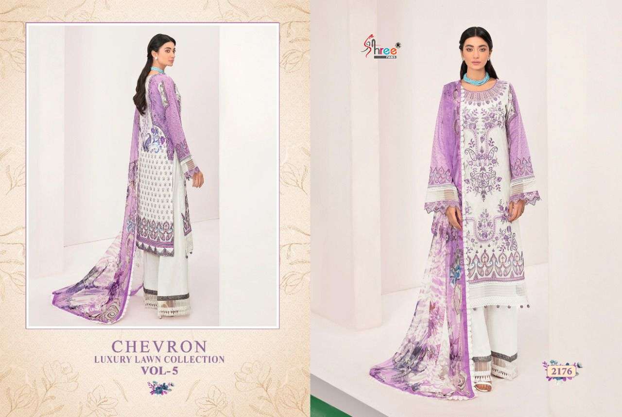 SHREE FAB CHEVRON LUXURY LAWN COLLECTION VOL 5 DESIGNER SELF EMBROIDERY LAWN PRINTED SUITS IN WHOLESALE RATE