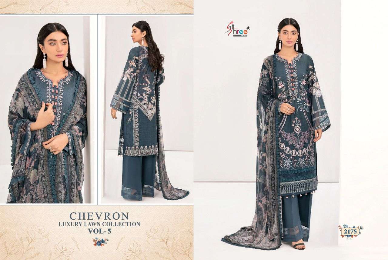 SHREE FAB CHEVRON LUXURY LAWN COLLECTION VOL 5 DESIGNER SELF EMBROIDERY LAWN PRINTED SUITS IN WHOLESALE RATE