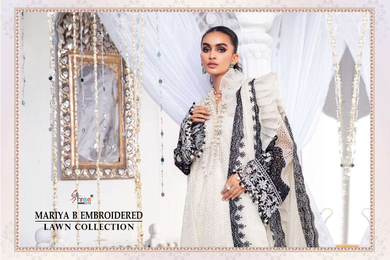 SHREE FAB MARIYA B EMBROIDERED LAWN COLLECTION DESIGNER COTTON SELF EMBROIDERED SUITS IN WHOLESALE RATE
