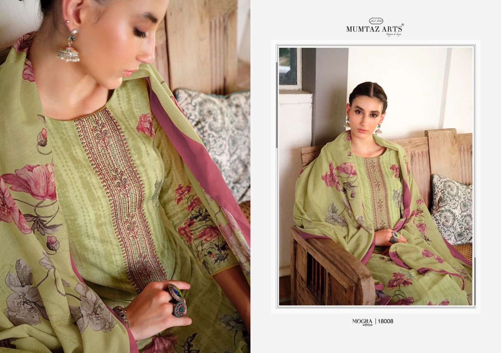 MUMTAZ ARTS MOGRA DESIGNER EXCLUSIVE EMBROIDERY WITH LAWN COTTON DIGITAL PRINTED SUITS IN WHOLESALE RATE