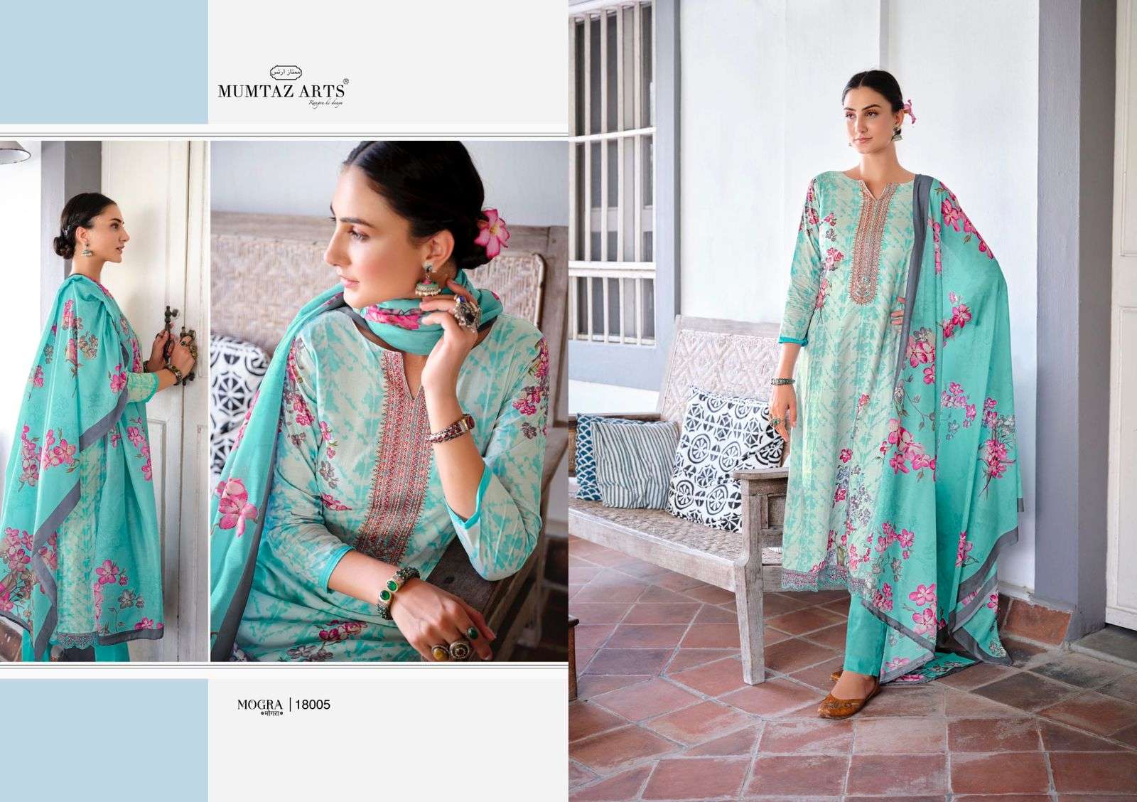 MUMTAZ ARTS MOGRA DESIGNER EXCLUSIVE EMBROIDERY WITH LAWN COTTON DIGITAL PRINTED SUITS IN WHOLESALE RATE