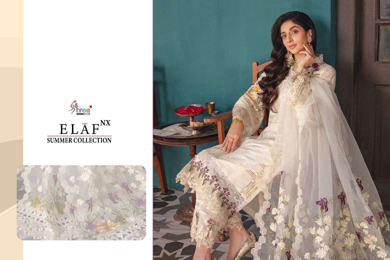 SHREE FAB ELAF NX SUMMER COLLECTION DESIGNER COTTON SELF EMBROIDERED SUITS IN WHOLESALE RATE
