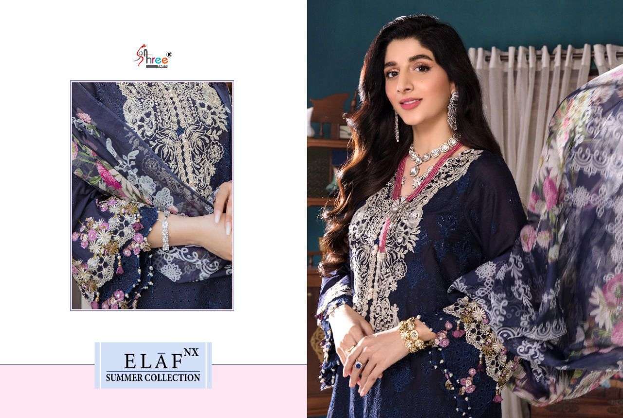 SHREE FAB ELAF NX SUMMER COLLECTION DESIGNER COTTON SELF EMBROIDERED SUITS IN WHOLESALE RATE