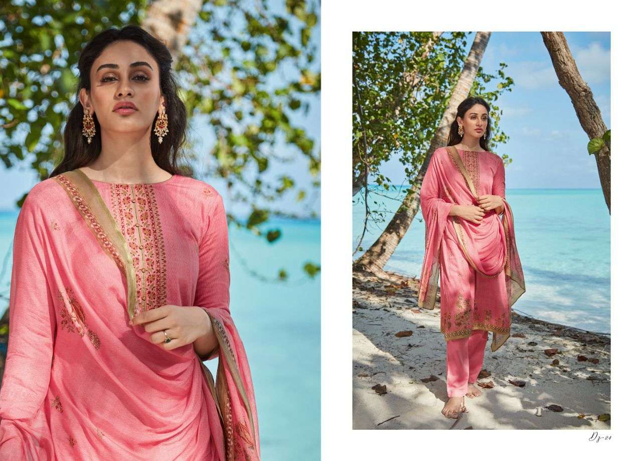 VARSHA EHRUM DINAZ DESIGNER EMBROIDERY WITH COTTON SATIN PRINTED SUITS IN WHOLESALE RATE 