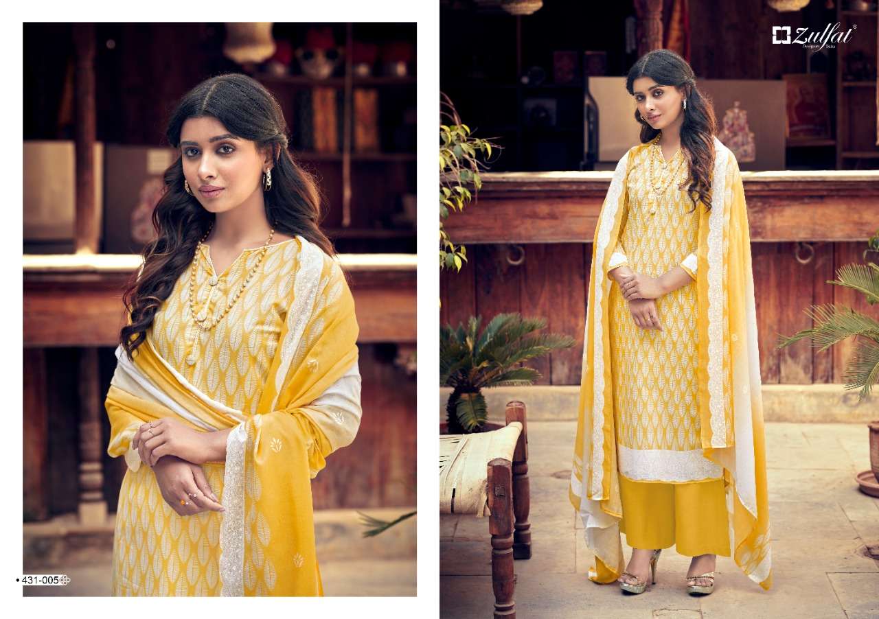 ZULFAT SPARKLE DESIGNER COTTON EXCLUSIVE PRINTED DAILY WEAR SUITS IN WHOLESALE RATE