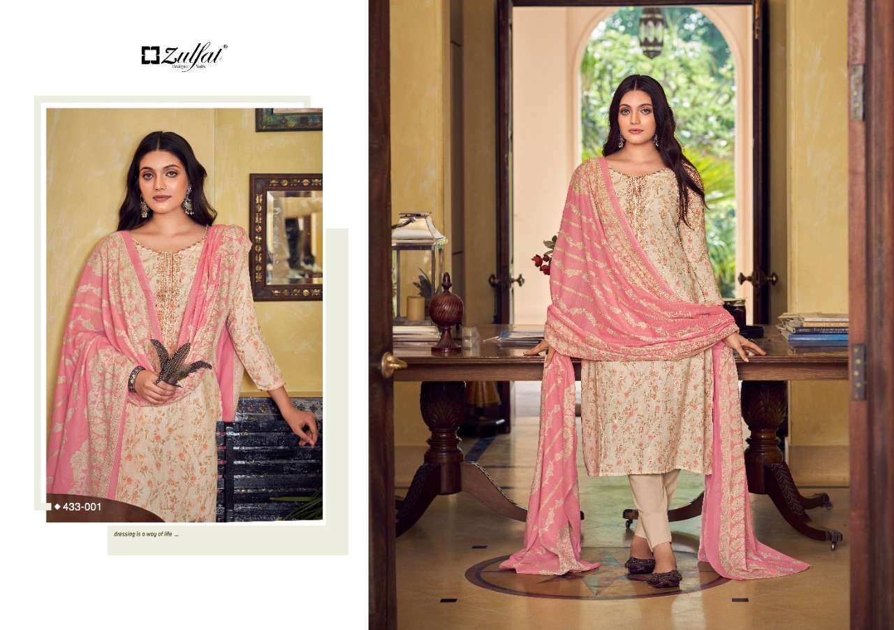 ZULFAT TARANG DESIGNER EXCLUSIVE EMBROIDERY COTTON PRINTED SUITS IN WHOLESALE RATE