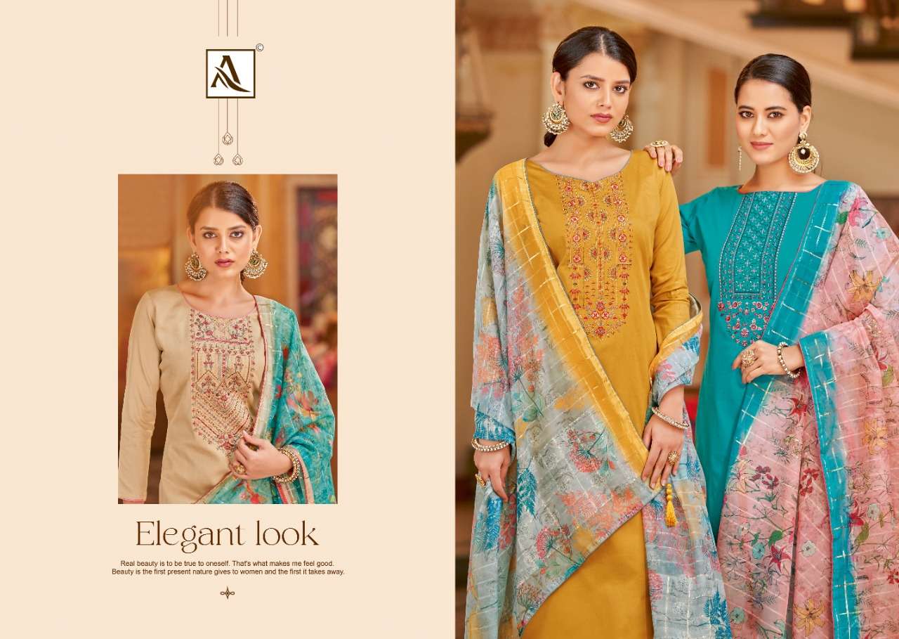 ALOK SUIT SAADIA DESIGNER JAM COTTON EMBROIDERED SUITS IN WHOLESALE RATE 