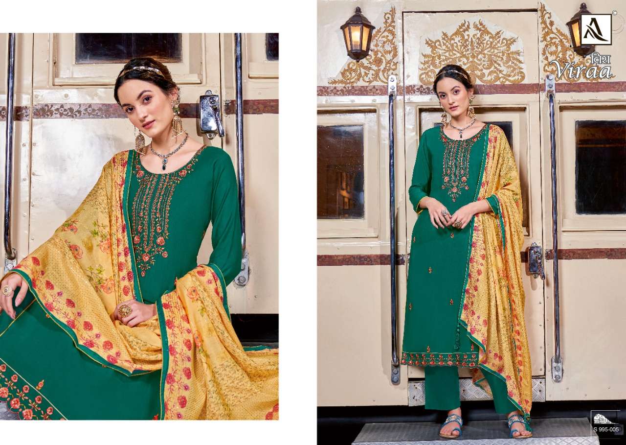 ALOK SUIT VIRAA DESIGNER SWAROVSKI DIAMOND WORK WITH VISCOSE SILK DYED EMBROIDERED SUITS IN WHOLESALE RATE 