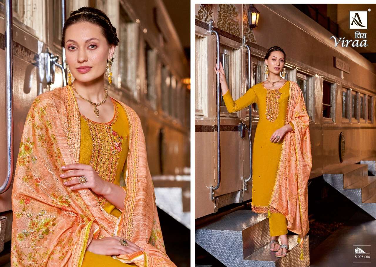 ALOK SUIT VIRAA DESIGNER SWAROVSKI DIAMOND WORK WITH VISCOSE SILK DYED EMBROIDERED SUITS IN WHOLESALE RATE 