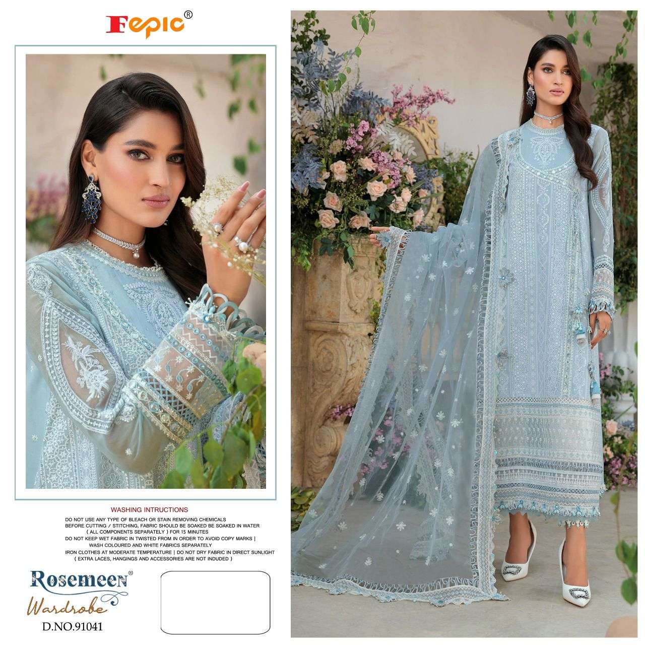 FEPIC ROSEMEEN WARDROBE DESIGNER FAUX GEORGETTE AND BUTTERFLY NET EMBROIDERED PARTY WEAR SUITS IN WHOLESALE RATE 