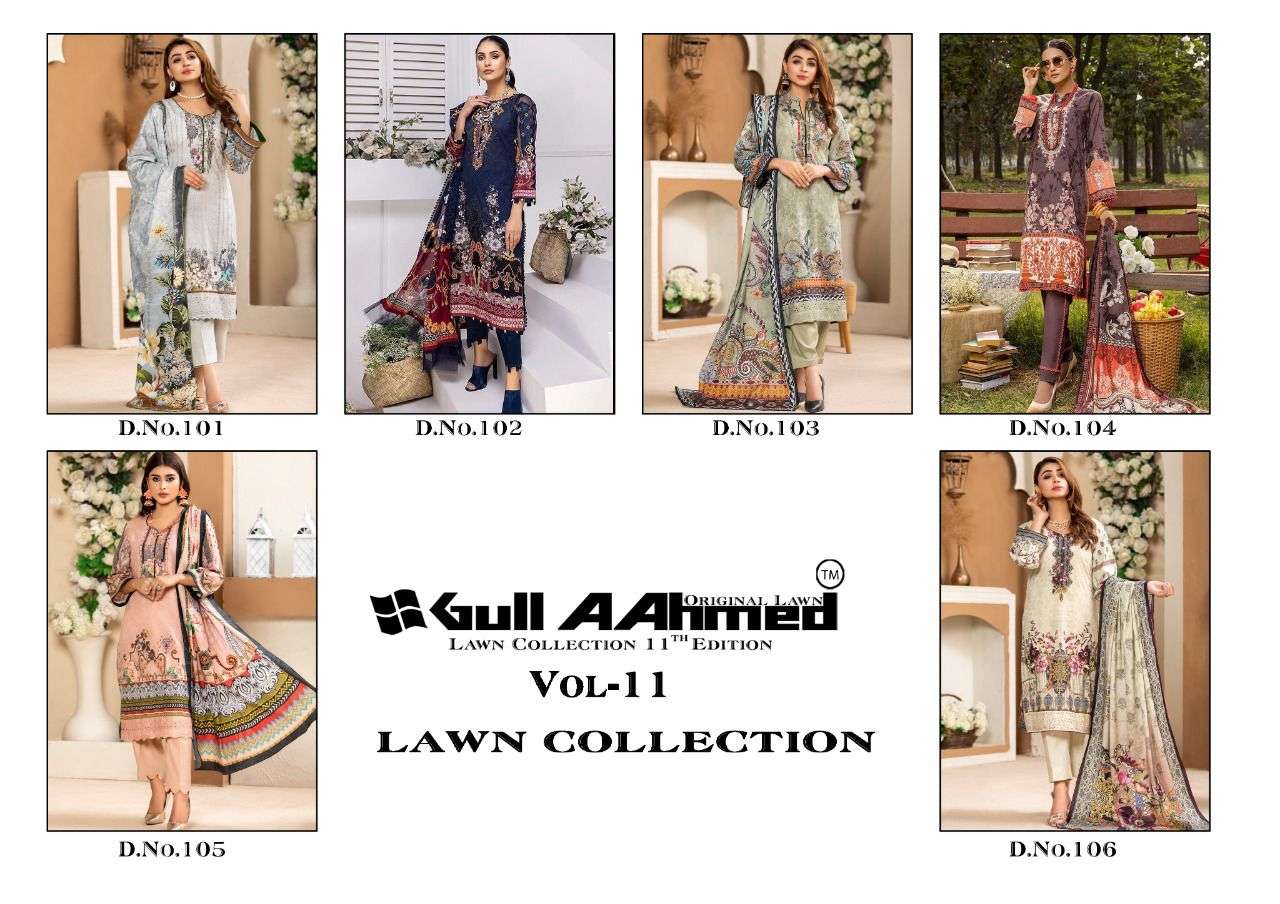 GULAHMED VOL 11 DESIGNER LAWN COTTON PRINTED DAILY WEAR SUITS IN WHOLESALE RATE 