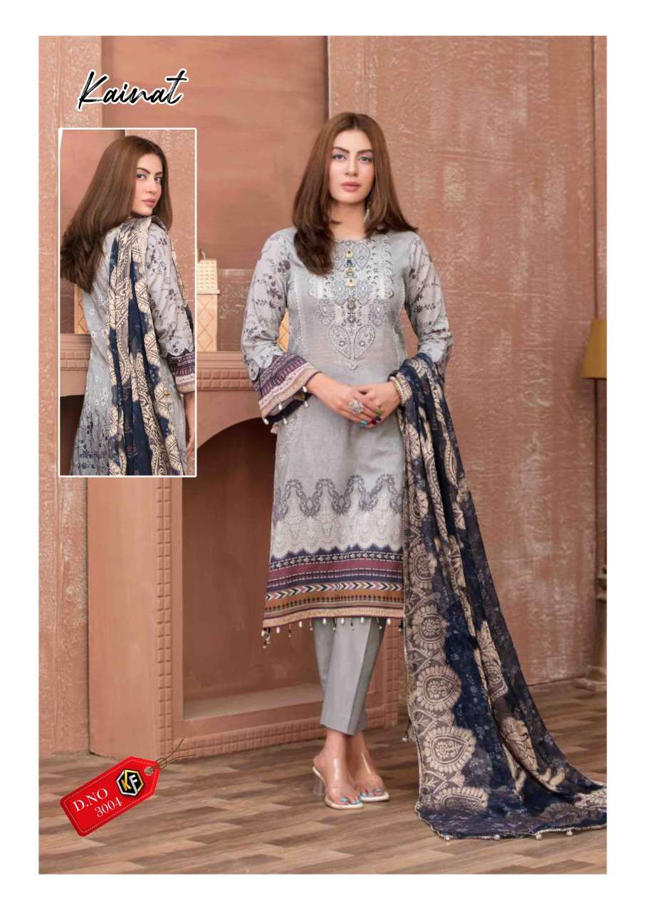 KEVAL FAB KAINAT VOL 3 DESIGNER LAWN COTTON PRINTED SUITS IN WHOLESALE RATE 
