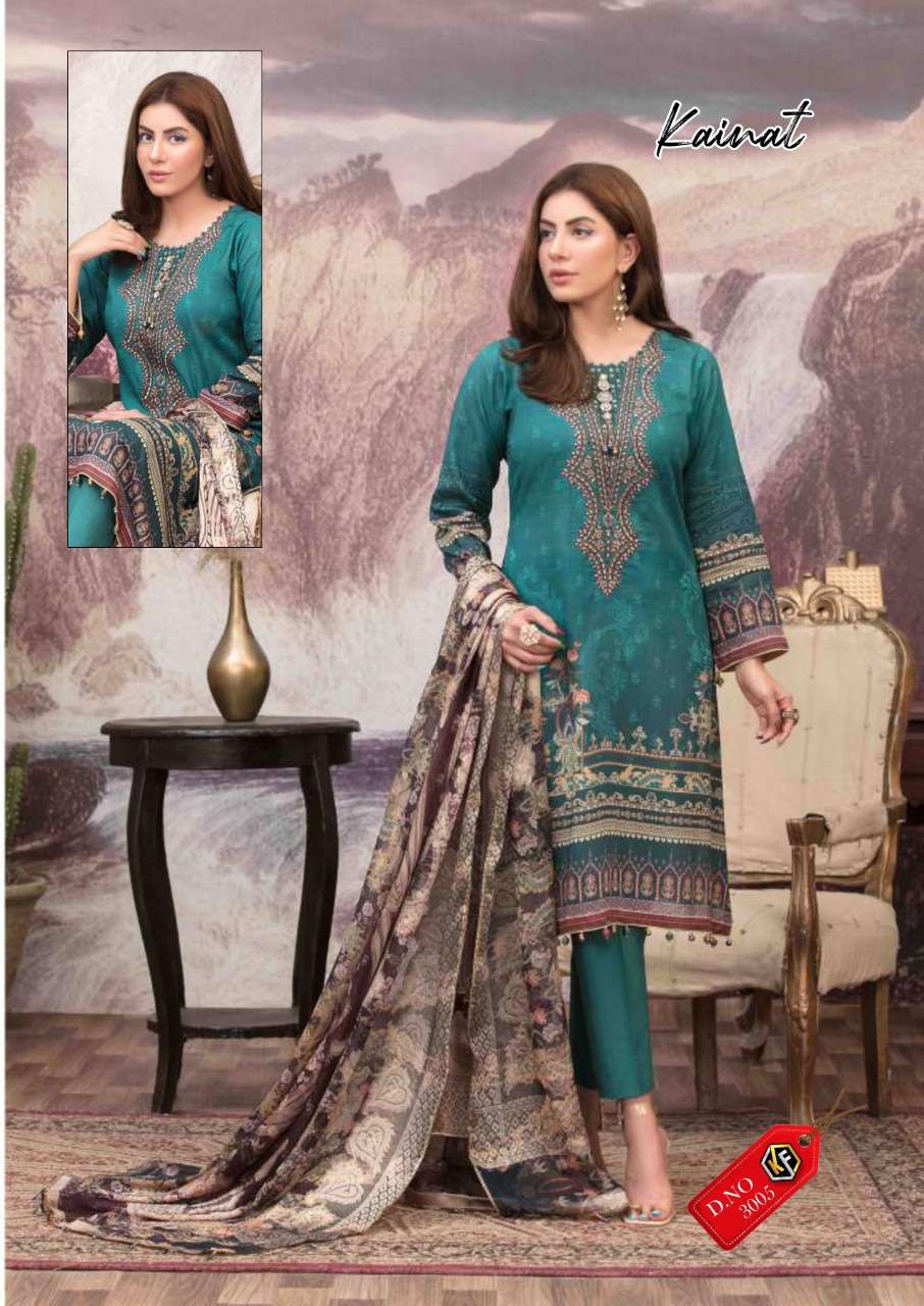 KEVAL FAB KAINAT VOL 3 DESIGNER LAWN COTTON PRINTED SUITS IN WHOLESALE RATE 