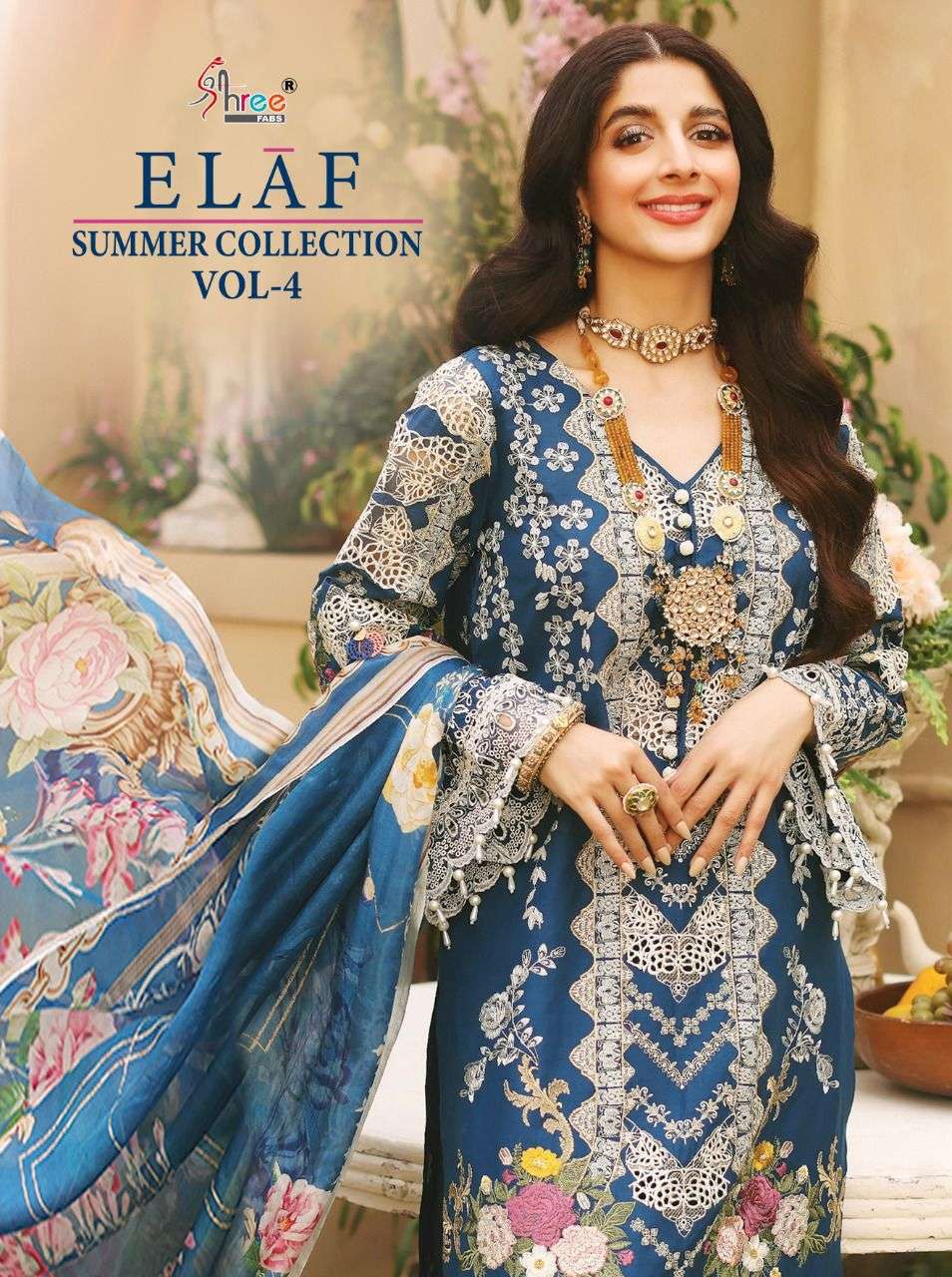 SHREE FAB ELAF SUMMER COLLECTION VOL 4 DESIGNER SELF EMBROIDERY COTTON SUITS IN WHOLESALE RATE 