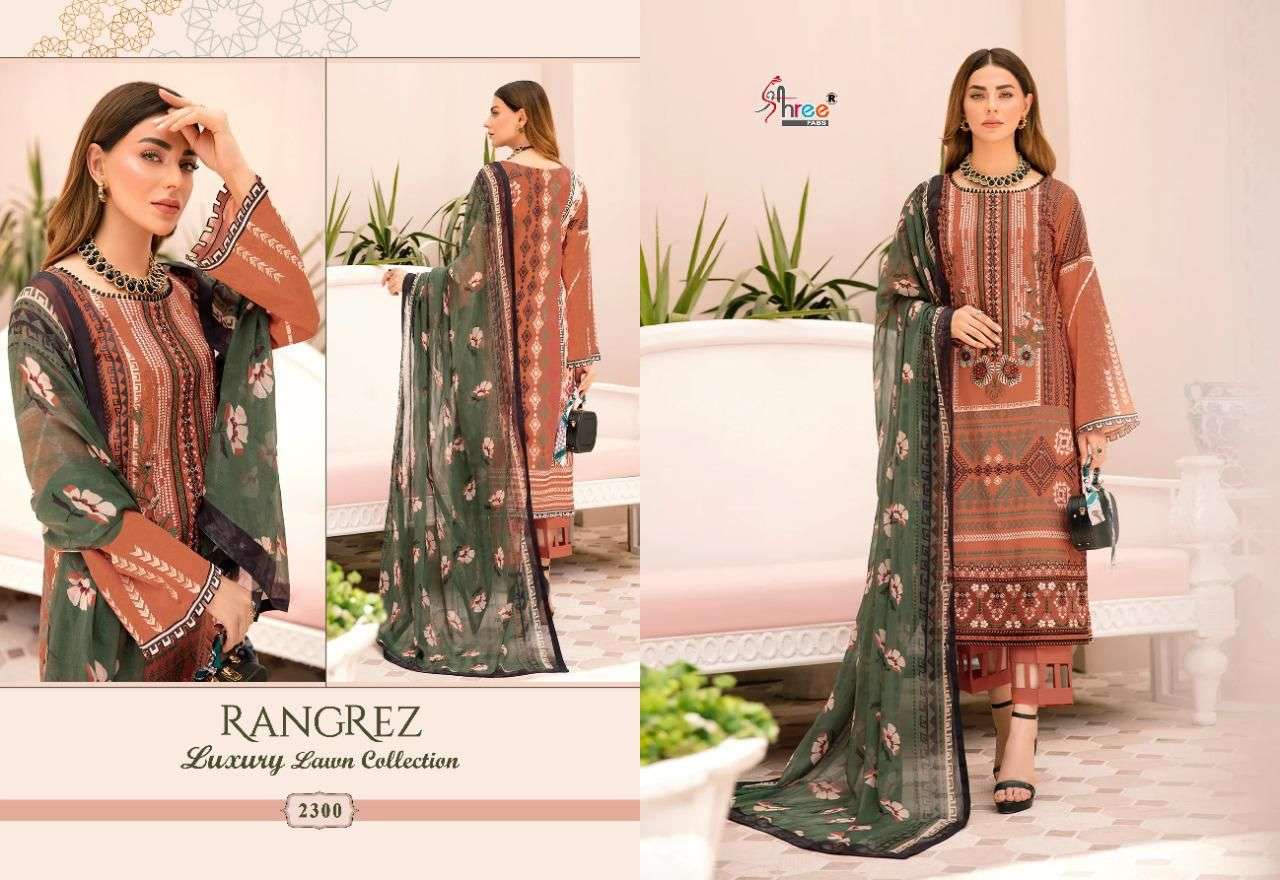 SHREE FAB RANGREZ LUXURY LAWN COLLECTION DESIGNER EXCLUSIVE EMBROIDERY PATCH WITH LAWN PRINTED SUITS IN WHOLESALE RATE 