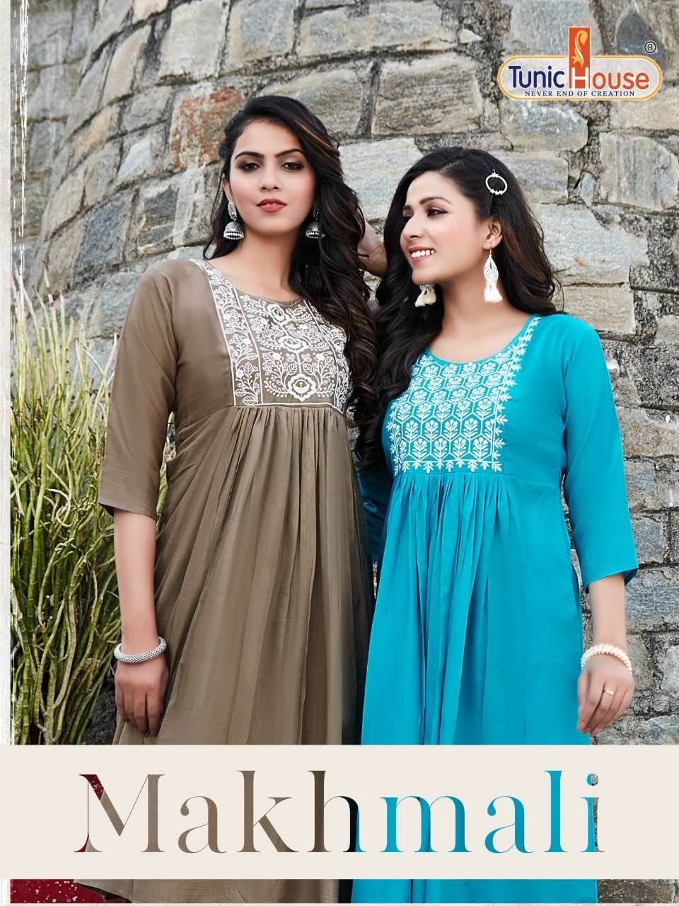 TUNIC HOUSE MUKHMALI DESIGNER RAYON EMBROIDERED OFFICE WEAR AND DAILY WEAR KURTI IN WHOLESALE RATE 