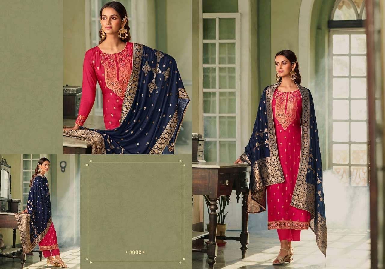 ZISA CHARMY MEHAR DESIGNER MEENA EMBROIDERED WITH CREAM SILK WEAVING JACQUARD SUITS IN WHOLESALE RATE 