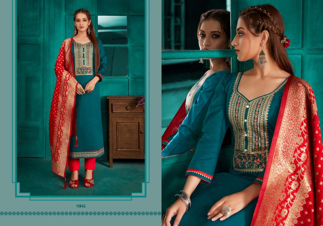 PANCH RATNA PARIDHAN DESIGNER JAM SILK EMBROIDERED SUITS IN WHOLESALE RATE 