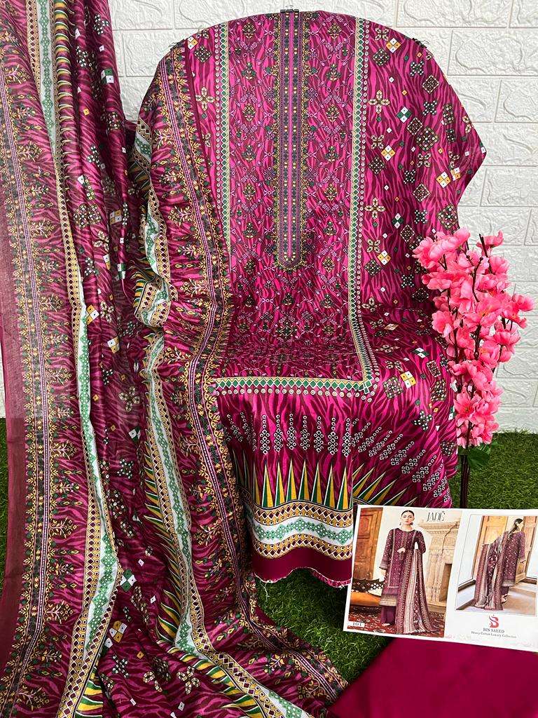 JADE CONCEPT BIN SAEED HEAVY COTTON LUXURY COLLECTION LAWN DIGITAL PRINTED LOW RANGE SUITS WHOLESALE 