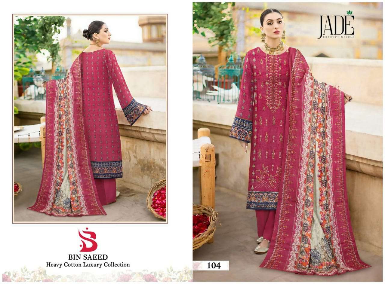 JADE CONCEPT BIN SAEED HEAVY COTTON LUXURY COLLECTION LAWN DIGITAL PRINTED LOW RANGE SUITS WHOLESALE 