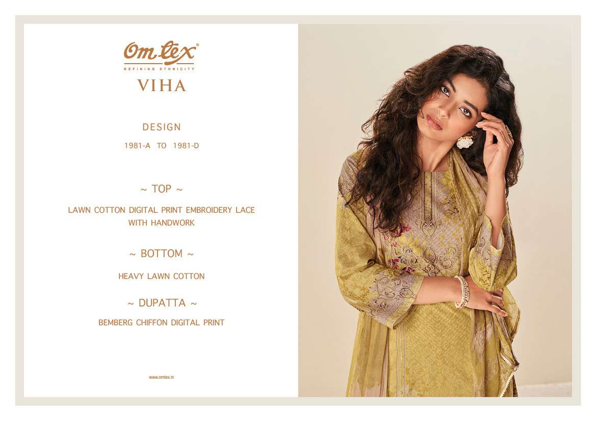 OMTEX VIHA DESIGNER COTTON DIGITAL PRINT WITH EMBROIDERY AND HANDWORK ELEGANT SUITS WHOLESALE 