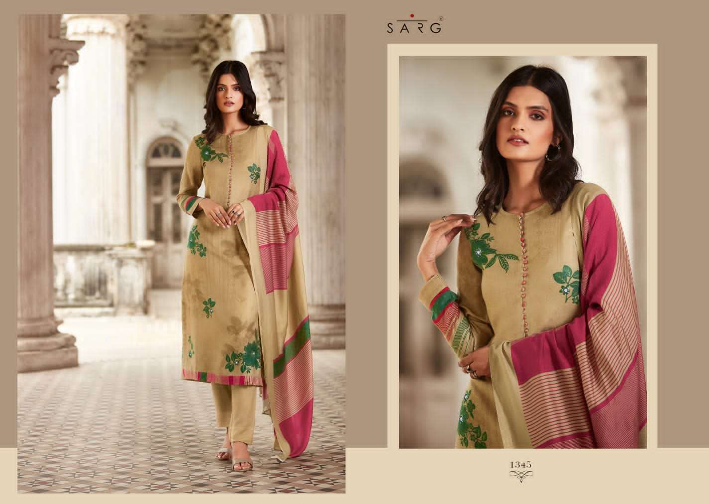 SARG AROMATIC MEADOW DESIGNER LAWN COTTON DIGITAL PRINT WITH HANDWORK SUITS WHOLESALE 