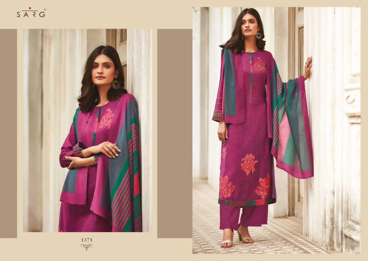 SARG AROMATIC MEADOW DESIGNER LAWN COTTON DIGITAL PRINT WITH HANDWORK SUITS WHOLESALE 